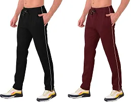 Stylish Multicoloured Cotton Blend Solid Regular Track Pants For Men Pack Of 2-thumb2