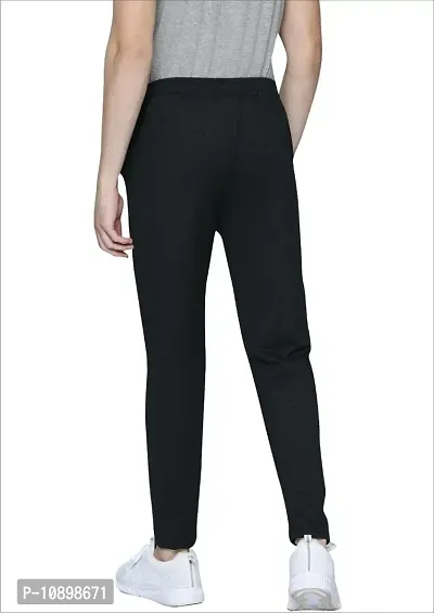 Stylish Black Cotton Blend Colourblocked Regular Track Pants For Men-thumb2