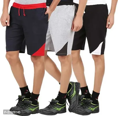 Elegant Cotton Blend Solid Regular Shorts For Men- Pack Of 3-thumb3