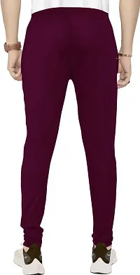 Stylish Maroon Polyester Solid Regular Track Pants For Men-thumb1