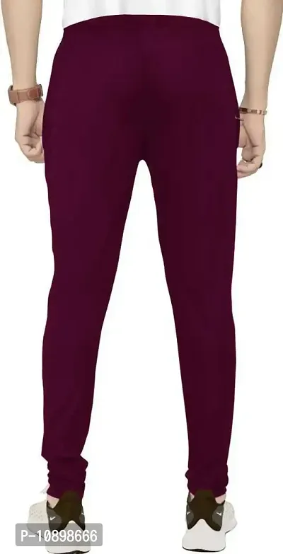 Stylish Maroon Polyester Solid Regular Track Pants For Men-thumb2