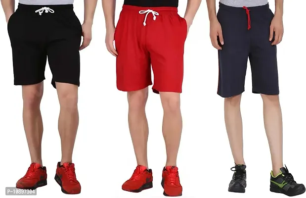 Stylish Men Cotton Blend  Regular Shorts Pack of 3