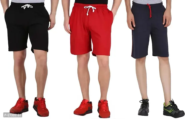 Elegant Cotton Blend Solid Regular Shorts For Men- Pack Of 3-thumb0