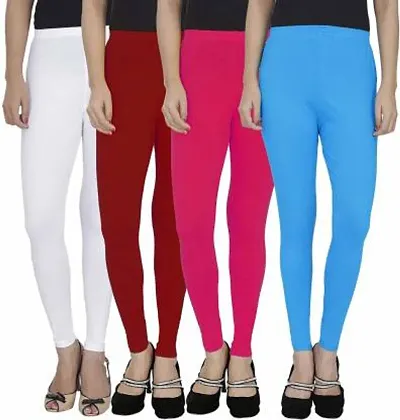 Aaru Collection Women's Cotton Churidar Leggings, Combo Pack of