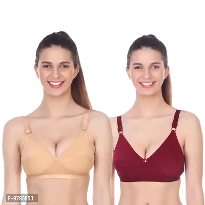 Bra Maroon Gold Color Full Coverage Non Padded Peck Of 2