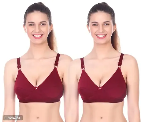 Bra Maroon Color Full Coverage Non Padded Peck Of 2