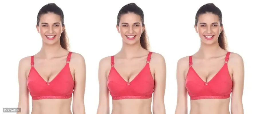 Bra Red Color Full Coverage Non Padded Bra Peck Of 3
