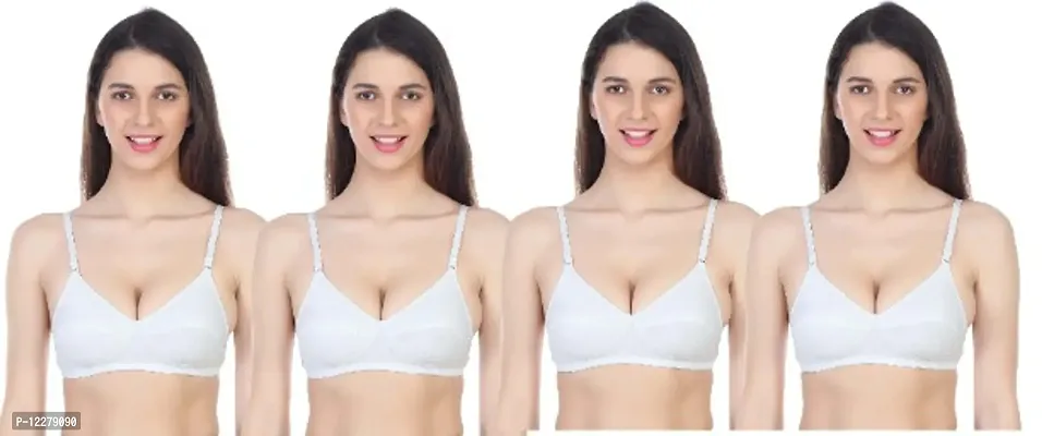 Classic Cotton Solid Bras for Women, Pack of 4