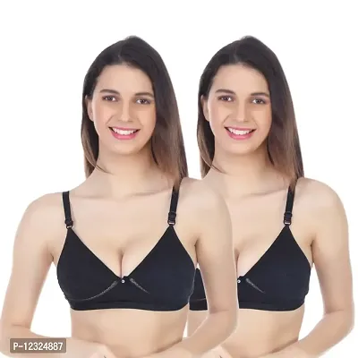 Classic Cotton Solid Bra for Women, PCK OF 2-thumb0