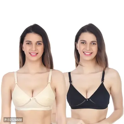 Classic Cotton Solid Bra for Women, PCK OF 2-thumb0