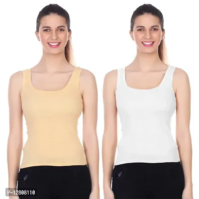 Camisoles Sendo Pack of 2 White and Skin Color