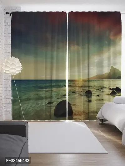 3D Digital Printed Polyester Fabric Curtains( Pack of 1 )-thumb0