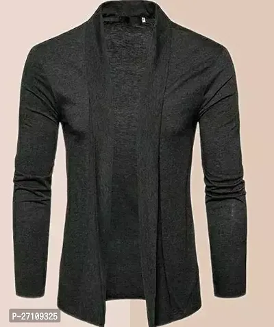 Stylish Black Cotton Blend Solid Long Sleeves Shrug For Men