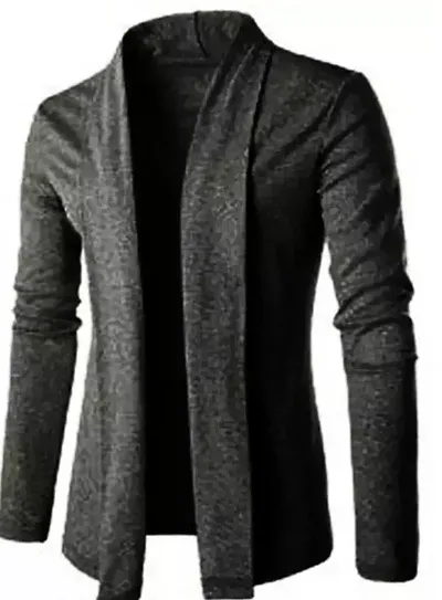 Stylish Blend Solid Long Sleeves Shrug For Men