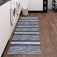 Alef Cotton Carpet (2x5 Feet) for Living Room, Bedroom, Bedside Runner, Guest Room - (Blue')-thumb1