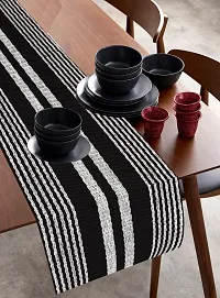 Alef Table Runner for Dining Table, Heat Resistant Striped Table Runners for Living Room 6 Seater (14x72) Inch - (A07)-thumb1