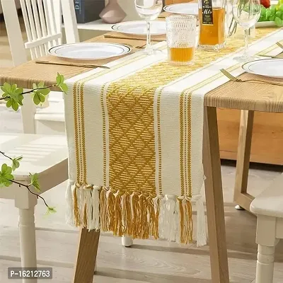 Alef Table Runner for 4 Seater (14x60) Dining Table, Heat Resistant Striped Table Runners for Living/Dining Room - (A01)