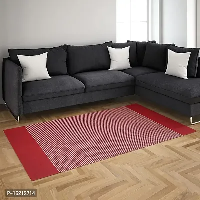 Alef Cotton Carpet (2x5 Feet) for Living Room, Bedroom, Bedside Runner, Guest Room - (Red,)