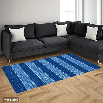 Alef Cotton Carpet (2x5 Feet) for Living Room, Bedroom, Bedside Runner, Guest Room - (Blue.)