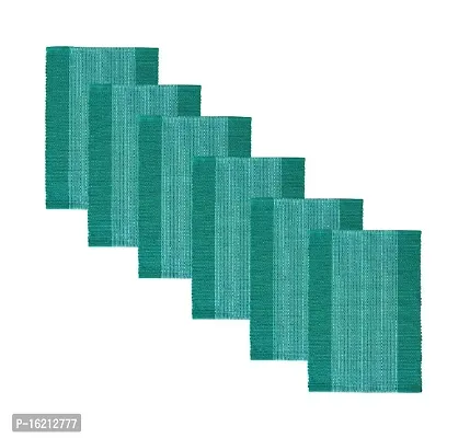 Alef Dining Table Mats 6 Piece Machine Washable (Aqua  White)-thumb0