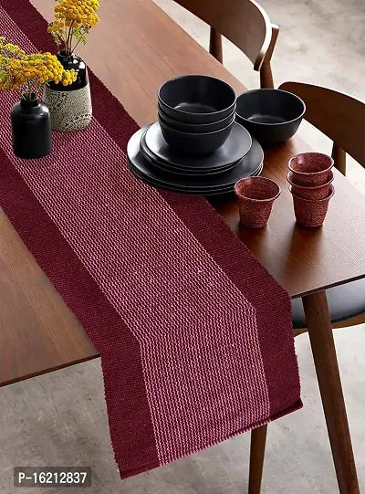 Alef Dining Table1 Runner Machine Washable (13x72 inch) (Maroon  White)