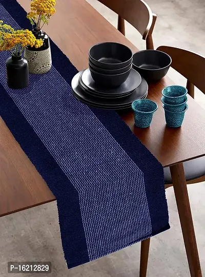 Alef Dining Table1 Runner Machine Washable (13x72 inch) (Blue  White)