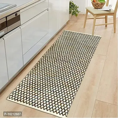Alef Cotton Carpet (2x5 Feet) for Living Room, Bedroom, Bedside Runner, Guest Room - (Diamond')
