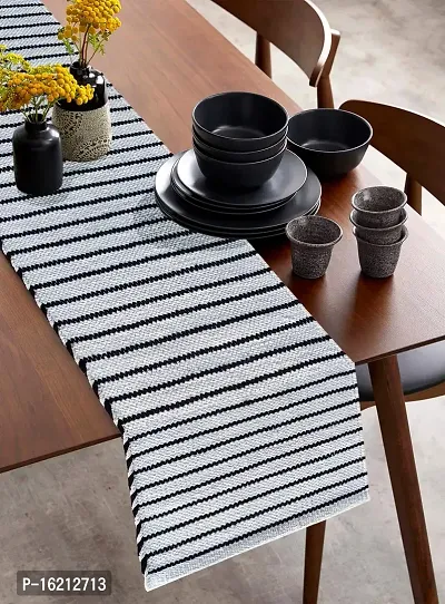 Alef Table Runner for Dining Table, Heat Resistant Striped Table Runners for Living Room 6 Seater (14x72) Inch - (A09)