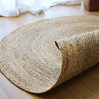 Alef Handwoven Jute Square Rug, Natural Fibers, Braided Reversible Carpet for Bedroom Living Room Dining Room-thumb2