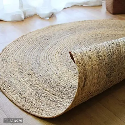 Alef Handwoven Jute Square Rug, Natural Fibers, Braided Reversible Carpet for Bedroom Living Room Dining Room-thumb3