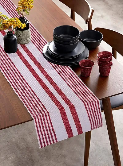 Alef Table Runner for Dining Table, Heat Resistant Striped Table Runners for Living Room 6 Seater (14x72) Inch -