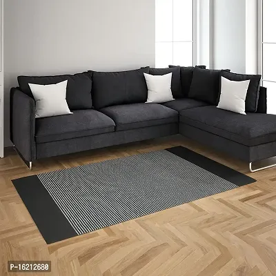 Alef Cotton Carpet (2x5 Feet) for Living Room, Bedroom, Bedside Runner, Guest Room - (Black,)-thumb0