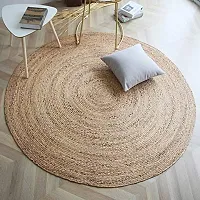 Alef Handwoven Jute Square Rug, Natural Fibers, Braided Reversible Carpet for Bedroom Living Room Dining Room-thumb1