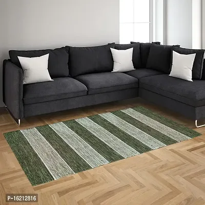 Alef Cotton Carpet (2x5 Feet) for Living Room, Bedroom, Bedside Runner, Guest Room - (Green.)