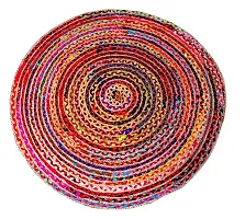 Alef Natural Fibers , Braided Reversible Jute  Chindi Round Rug for Bedroom Set (Design 3)-thumb1