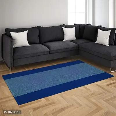 Alef Cotton Carpet (2x5 Feet) for Living Room, Bedroom, Bedside Runner, Guest Room = (Blue)