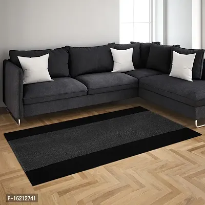 Alef Cotton Carpet (2x5 Feet) for Living Room, Bedroom, Bedside Runner, Guest Room = (Black)