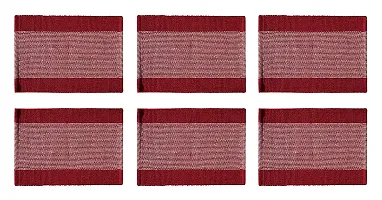 Alef Dining Table Mats 6 Piece with 1 Runner Machine (Maroon  White)-thumb2