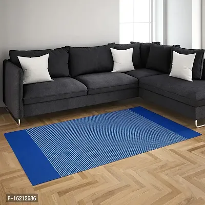 Alef Cotton Carpet (2x5 Feet) for Living Room, Bedroom, Bedside Runner, Guest Room - (Blue,)