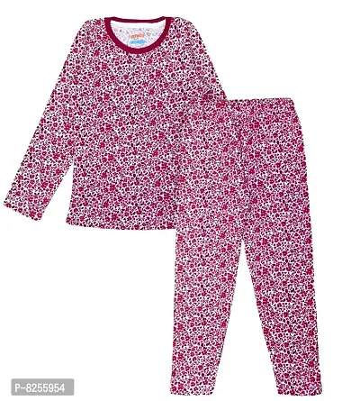Cotton Full Sleeve All Over Print Pyjama Set for Girls - Muticolor-thumb0