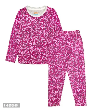 Cotton Full Sleeve All Over Print Pyjama Set for Girls - Muticolor