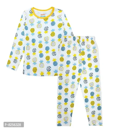 Cotton Full Sleeve All Over Print Pyjama Set for Girls - Muticolor