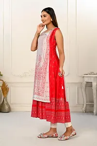 Elegant Red 2 Layered Inner Cotton And Outward Jacket Chanderi Kurti For Women-thumb2