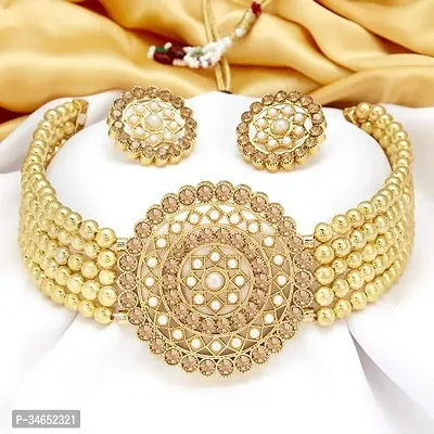 Beautiful Beige Alloy Jewellery Set For Women-thumb0