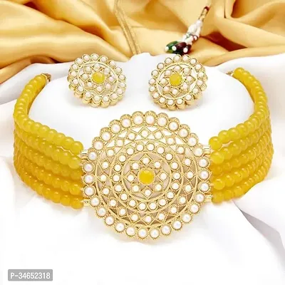 Beautiful Yellow Alloy Jewellery Set For Women-thumb0