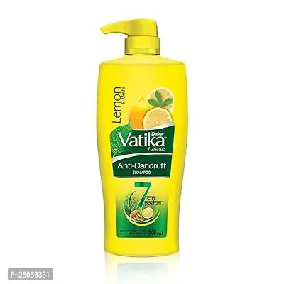 Dabur Vatika Lemon Anti-Dandruff Shampoo - 640ml | Reduces Dandruff from 1st wash | Moisturises Scalp | Provides Gentle Cleansing, Conditioning  Nourishment to Hair-thumb0
