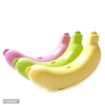 Plastic Banana Food Storage Container Banana Case Cover Box Banana Holder Pack of 3 - Multicolor-thumb4