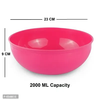 Microwave Safe Food Grade Plastic Solid Mixing Serving Pet Feeding Bowl set of 3 Pc - Multicolor-thumb3