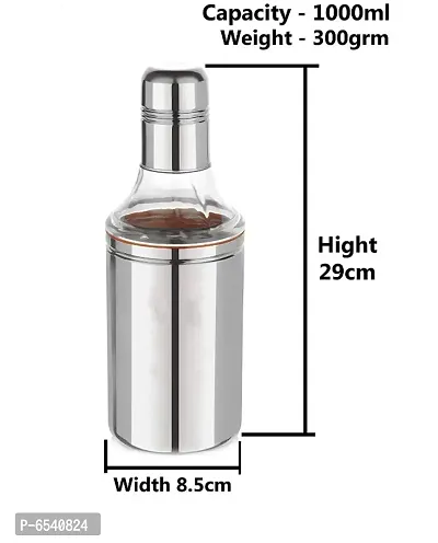 Stainless Steel 1000 ML Dust and Leak Proof Cooking Oil Vinegar Dispenser Nozzle Dropper Oil Pourer Bottle, Oil Pot-thumb3