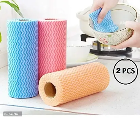 2 Pc Printed Reusable and Washable Cleaning Wipes Kitchen Towel Roll Tissue Towels